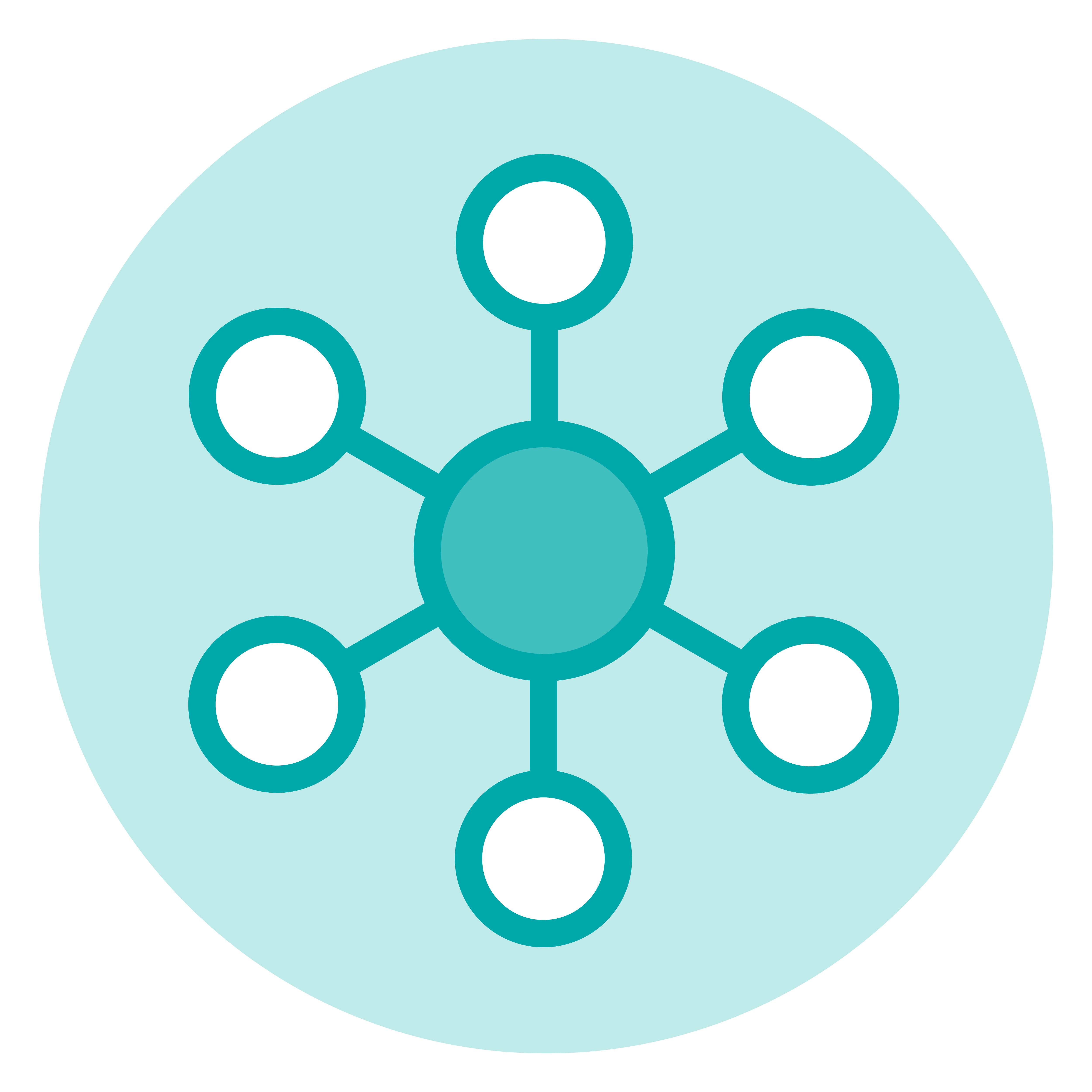 In Circle Teal Light Background Hub