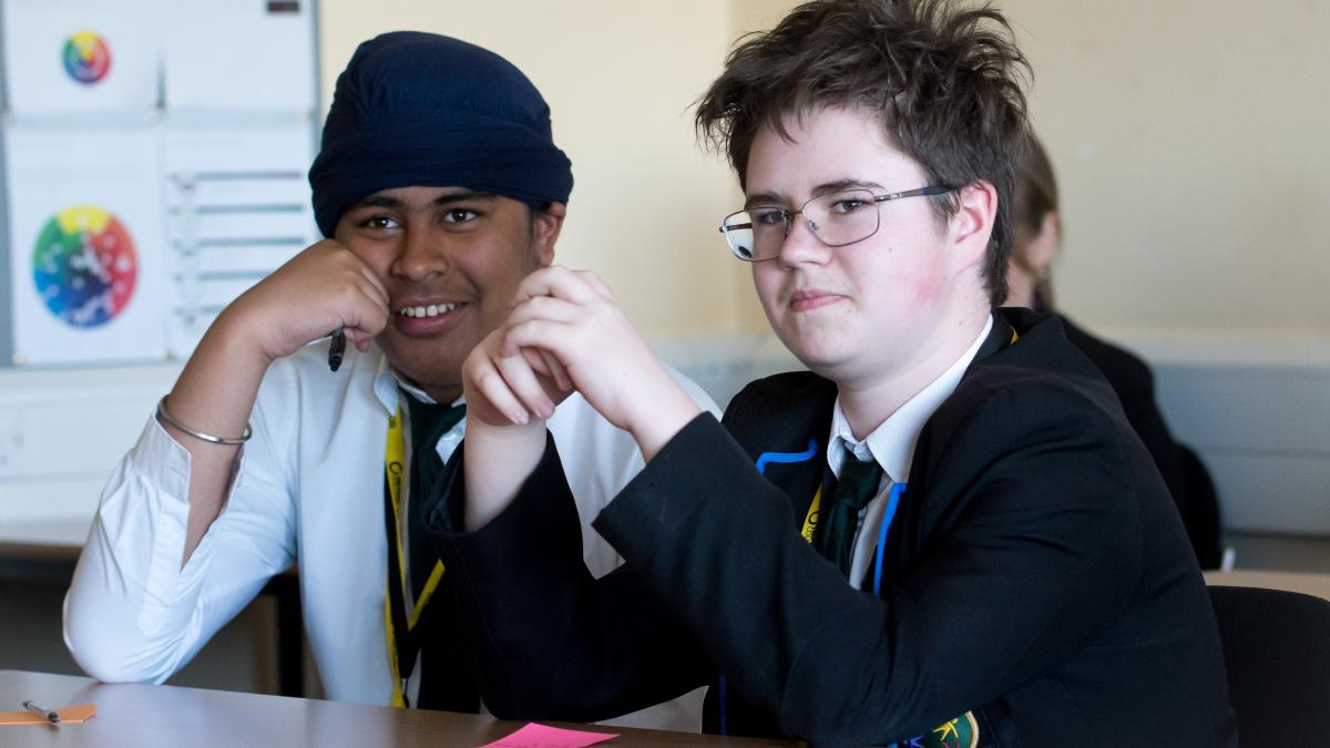 two engaged young boys